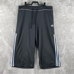 Adidas 2008 Mesh Three Stripes Capri Pants Black